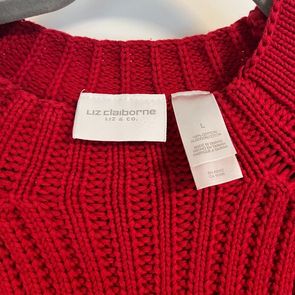 Liz Claiborne 100% Cotton Mock Neck Red Sweater - Picture 2 of 3
